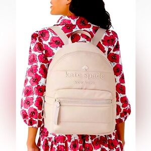 Kate Spade Large Size Puffer Warm Beige Backpack